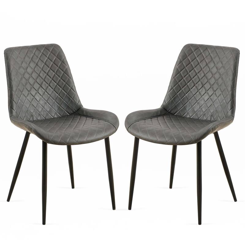 Mid-Century Leathaire Dining Chairs,Side Chair with Metal Legs