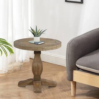 26 Inch Round End Table with Pedestal Base, Brown - Bed Bath & Beyond ...