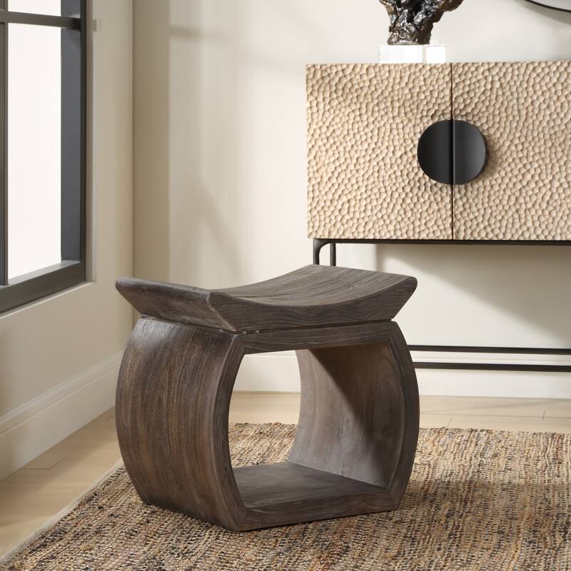 Uttermost 24401 Connor 18" Wide Wood Accent Stool