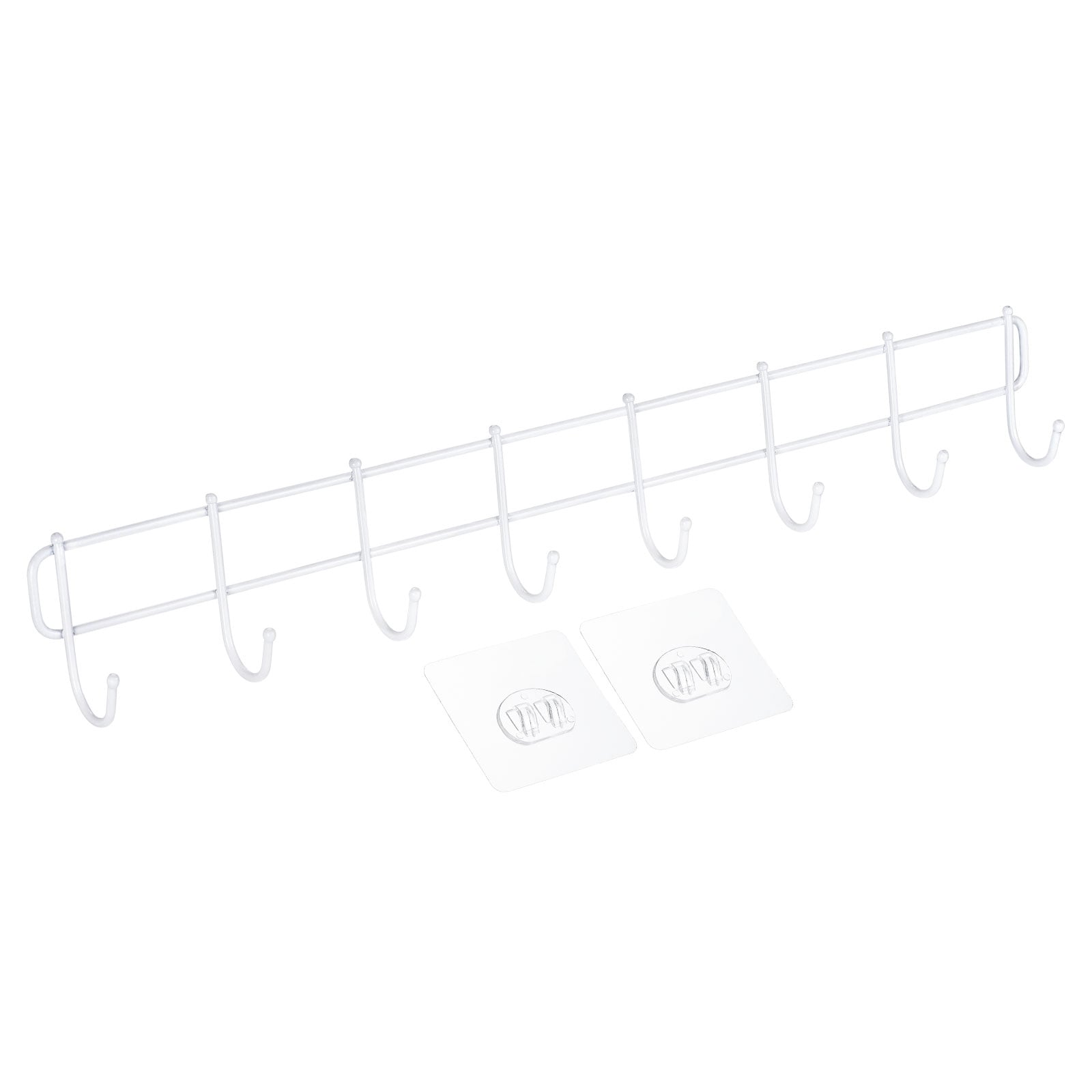 Wall Hooks Rack No Drilling Wall Mounted with 8 Hooks Stickers Hanger - 2pcs
