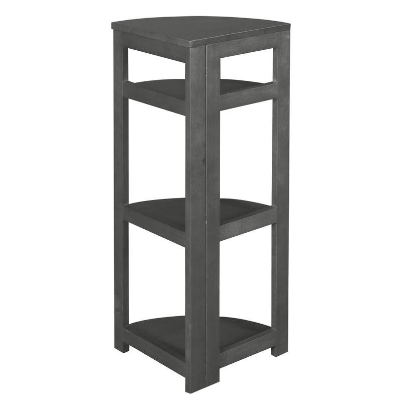 4-Shelf Corner Bookcase Cappuccino Finish Transitional Space-Saving Storage Organizer with Open Display Shelves