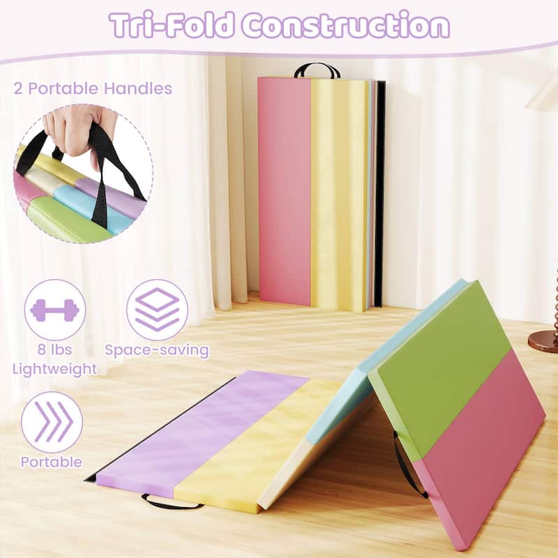 Costway Tri-Folding Gymnastics Mat 6' x 4' Tumbling Mat for Kids with - See Details