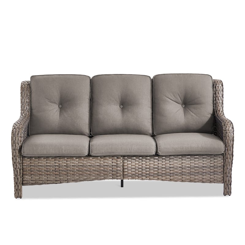 Gymojoy Outdoor Wicker Sofa Patio Rattan Wicker Furniture Cushion Sofa