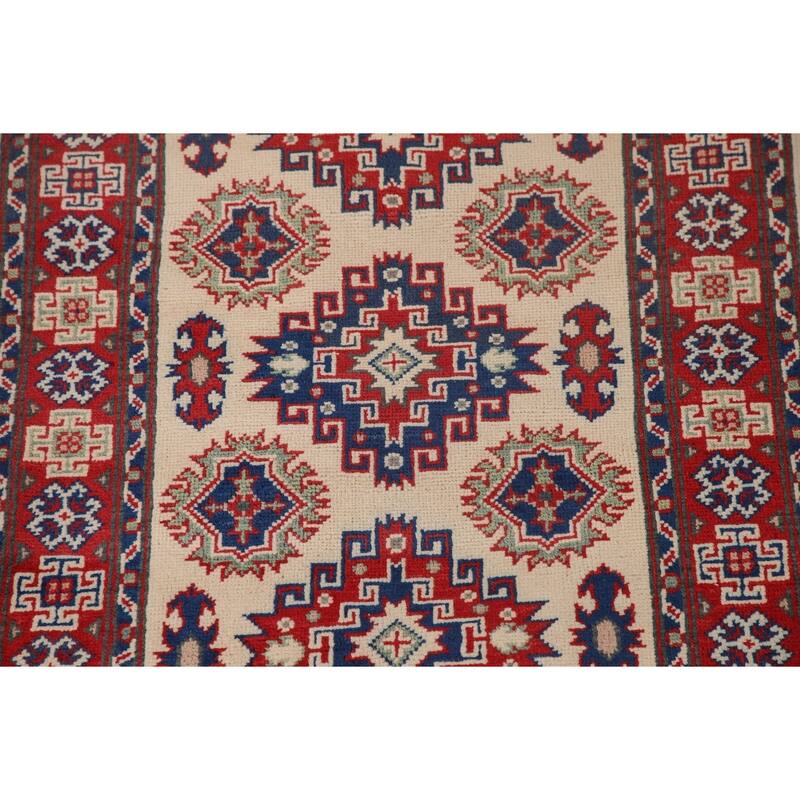 Kazak Accent Rug Hand-Knotted Oriental Wool Carpet - 2'11" x 4'2"