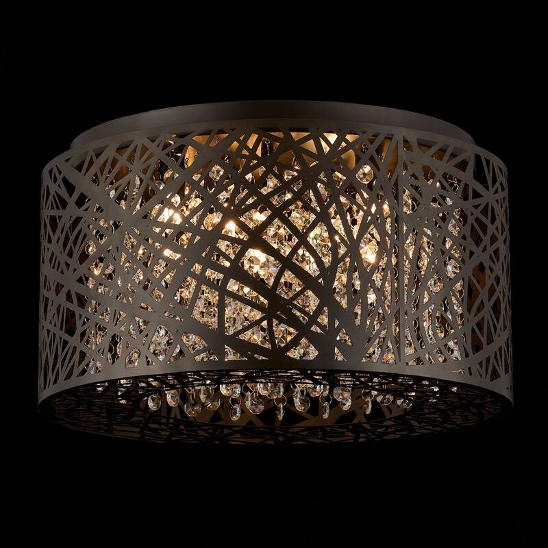 CO-Z 16-Inch Drum Flush Mount Crystal Chandelier