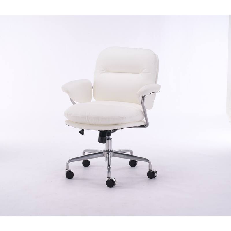 Ergonomic Leather Office Chair with 360°Swivel, Adjustable Height, Reclining Backrest & Breathable Seat