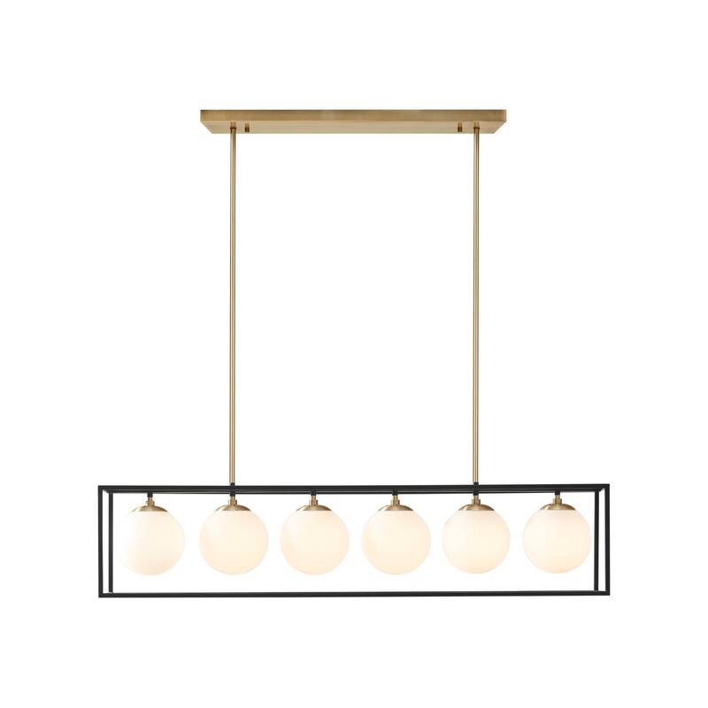 INK+IVY Helena 6-Light Frosted Glass Globe Linear Chandelier