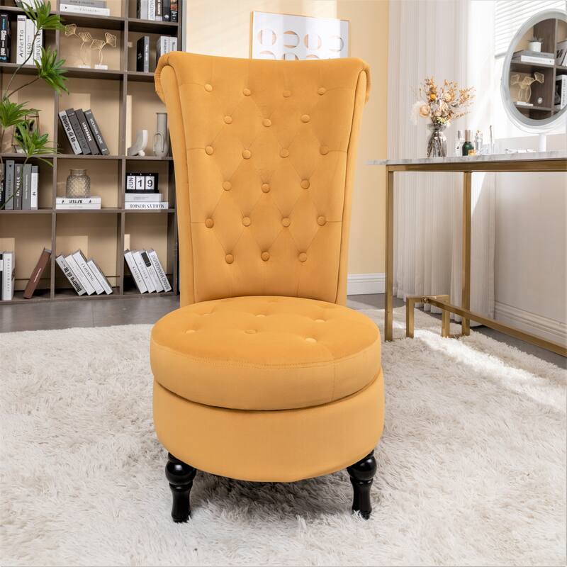 Gosser 20" Wide Velvet High Back Vanity Chair - Mustard Yellow