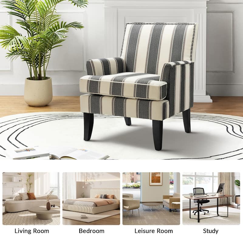 Akorda French Country Armchair with Nailhead Trim and Solid Wood Legs by HULALA HOME