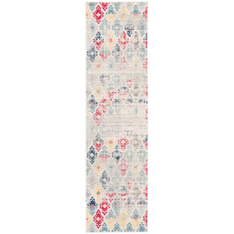 SAFAVIEH Madison Earlean Vintage Boho Oriental Rug - 2'2" x 8' Runner - Ivory/Blue
