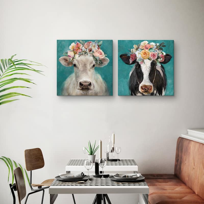 Fancy Cows I, II by Studio Arts Canvas Art Prints