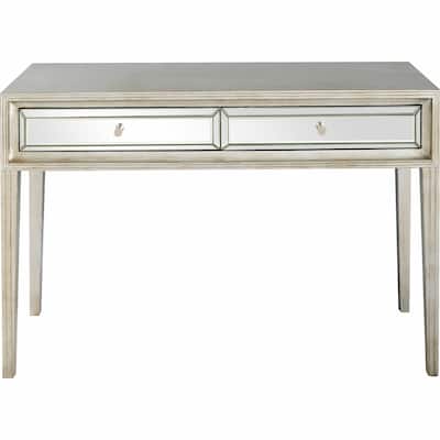 48" Modern Silver Mirrored Console Table with Storage Drawers Stylish Glass Hallway Accent - 48”L x 16.8”W x 31.2”H