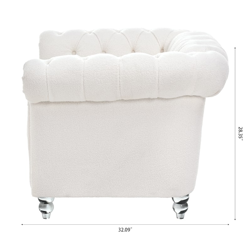 Chesterfield 1-Seater Sofa with Birch Legs for Cozy Living Room Comfort