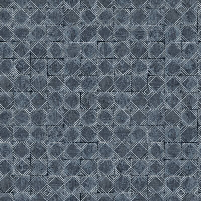 Chesapeake Button Block Navy Geometric Wallpaper