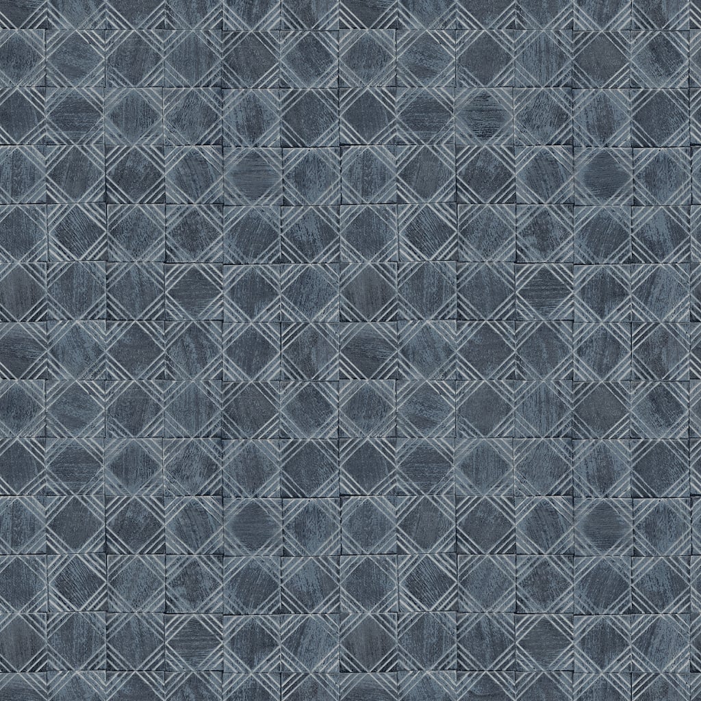 Chesapeake Button Block Navy Geometric Wallpaper