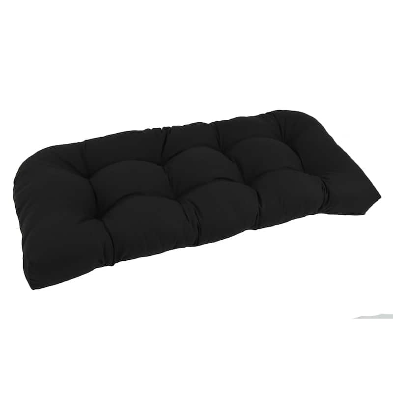 42-inch by 19-inch Twill Rounded Back Bench/Loveseat Cushion - 42 x 19 - Black