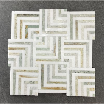 Groutless Square Basketweave Marble Mosaic Tiles - Case (10 Sheets)