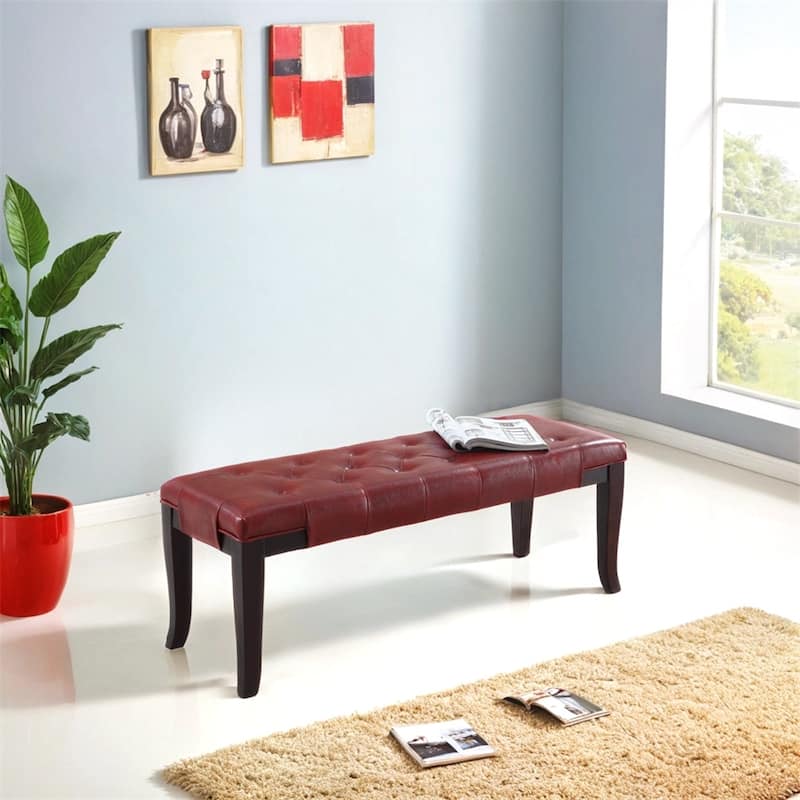 Fabric Tufted Turned Leg Dining Bench