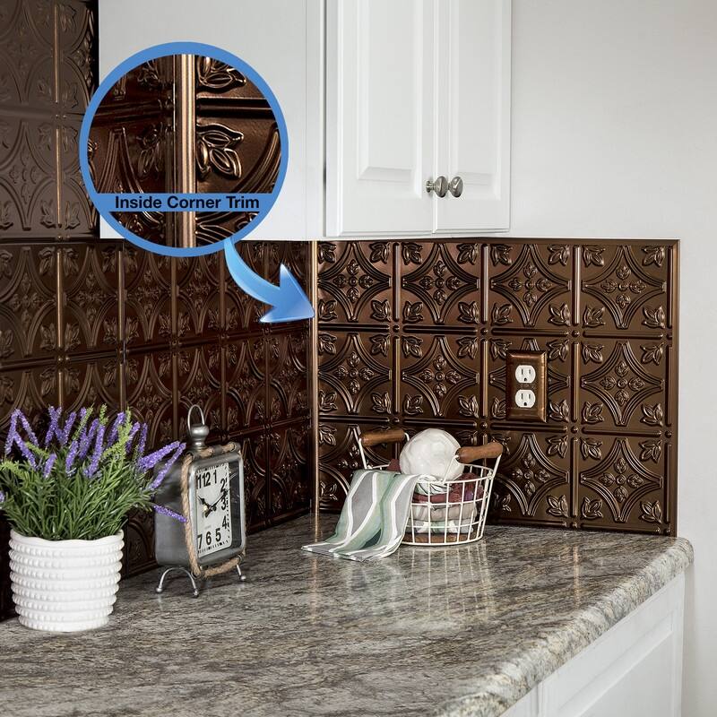 FASÄDE 47 in. Decorative Vinyl Large Profile Inside Corner Trim Oil Rubbed Bronze (5 Pack) - 5 Pack