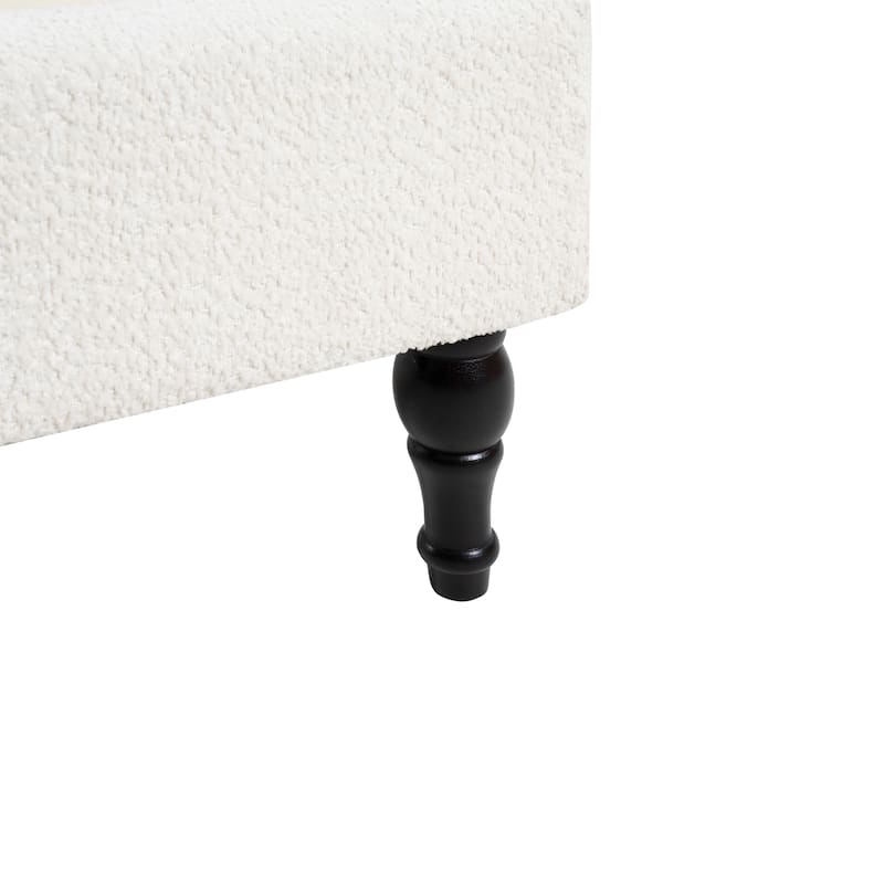 Queen Size Upholstered Bed Frame with High Back Headboard, Boucle Fabric, Solid Wood Legs, No Box Spring Needed