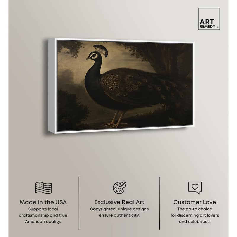 Peacock in Monotone Canvas by Art Remedy