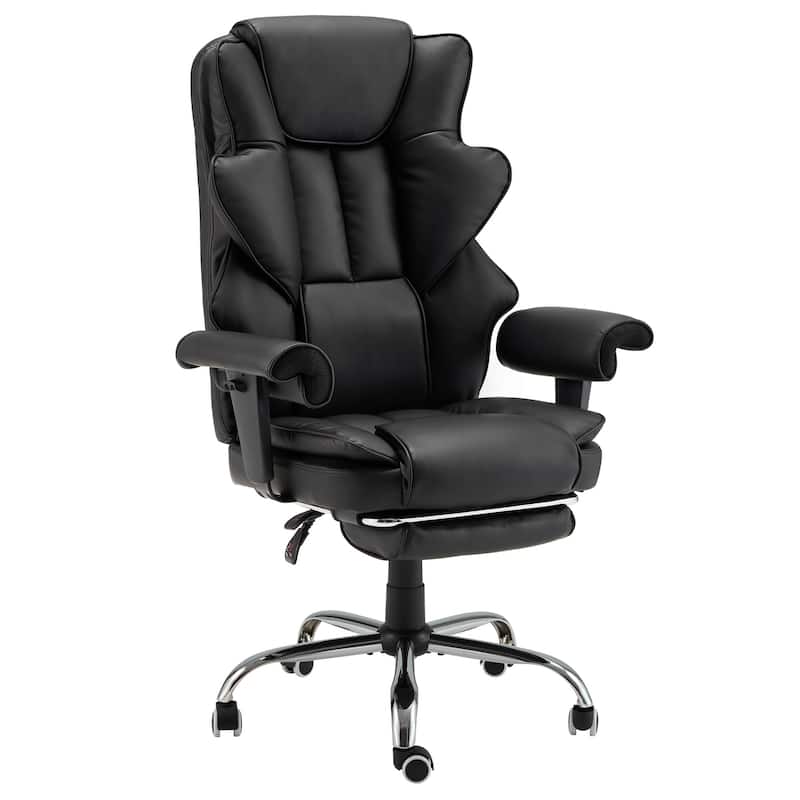Ergonomic 6-Point Massage Office Chair with Heating, Reclining Function, Retractable Footrest, and Adjustable Armrests