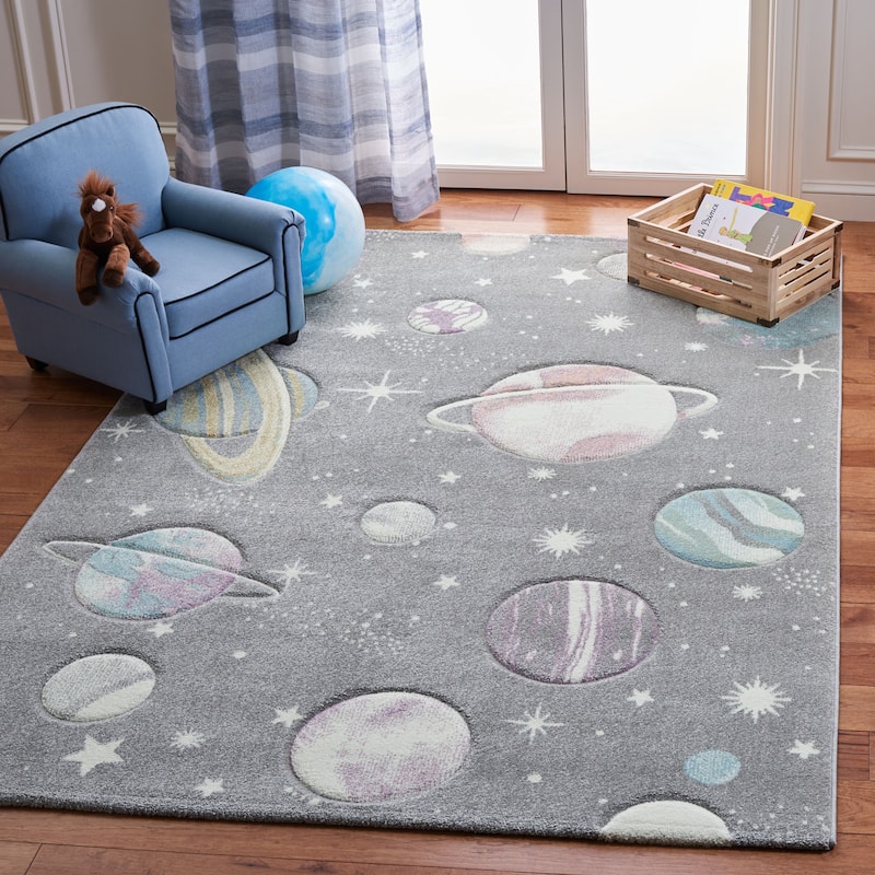 SAFAVIEH Carousel Kids Shaimaa Solar System Rug - 5'3" x 7'6" - Grey/Lavender