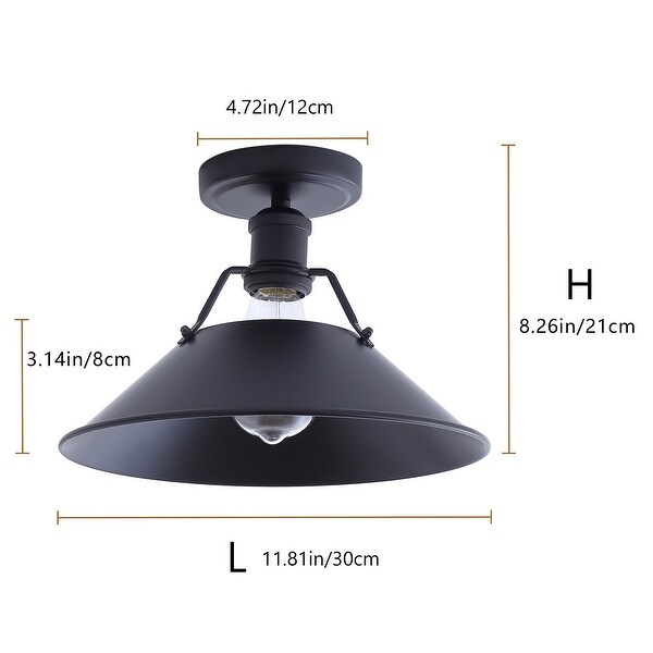 Vintage Black 1 Light Bell Shape Semi Flush Mount Lighting Fixture On Sale Bed Bath Beyond 36999920