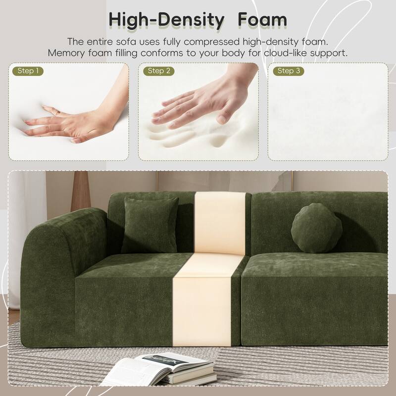 Christopher Knight Home - Curved 140" Upholstered Sectional Sofa with High-Density Fully Compressed Sponge and Chaise Lounge