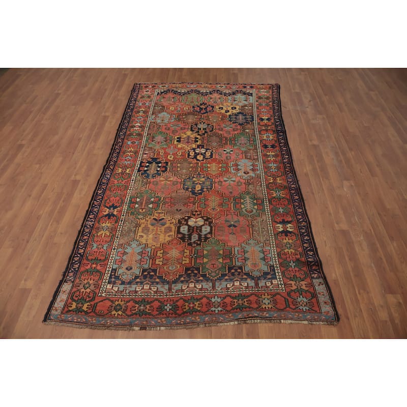 Hand Knotted Oriental 100% Wool Carpet Traditional All-Over Oranges & Rust Bakhtiari Area Rug - 9' 6'' X 5' 3''