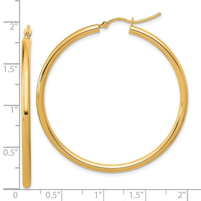 Curata 14k Yellow Gold Polished Lightweight Tube Hoop Earrings - 45x45mm