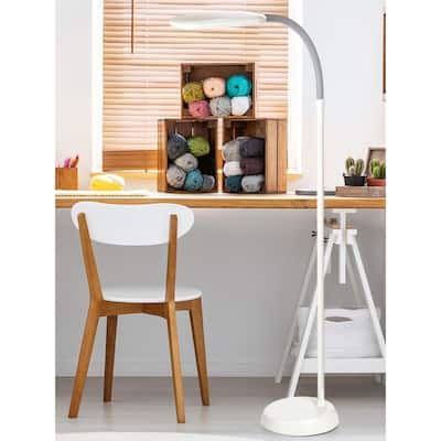 Brightech Litespan Slim 55 in. White Industrial Dimmable and Color Temperature Adjustable LED Floor Lamp