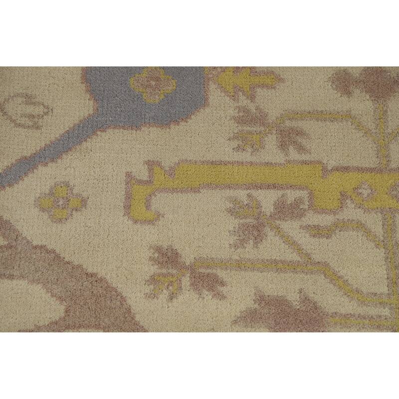 Earth Tone Oushak Indian Area Rug Handmade Bedroom Beige Wool Carpet - 8'1" x 9'9"