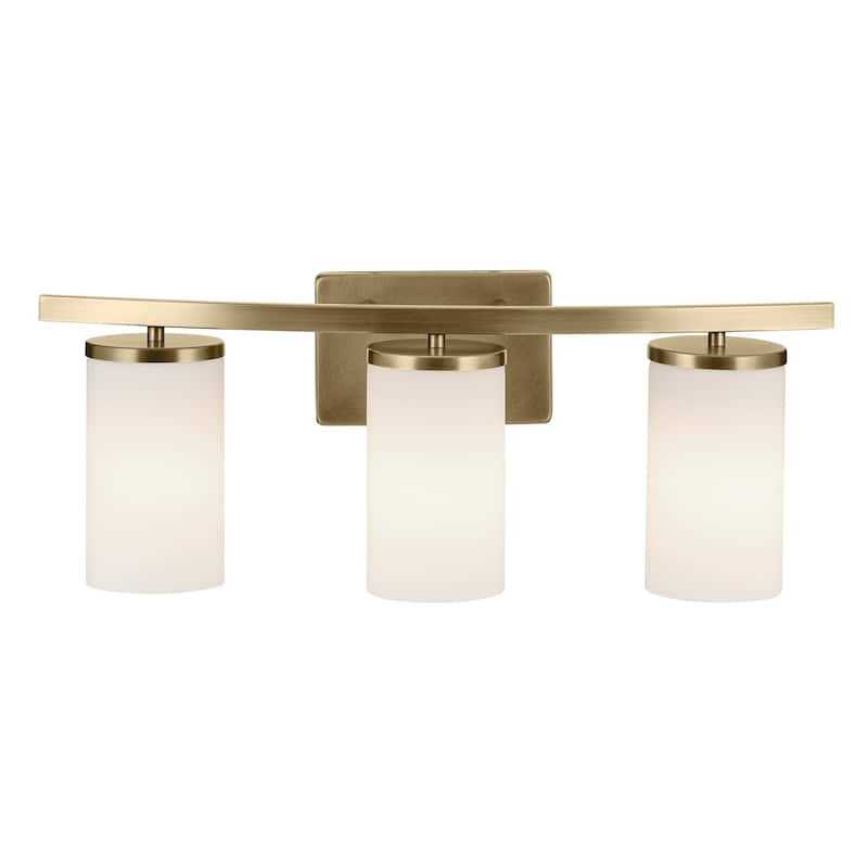 Kichler Lighting Crosby 23 in. 3-Light Natural Brass Vanity Light with Etched Glass