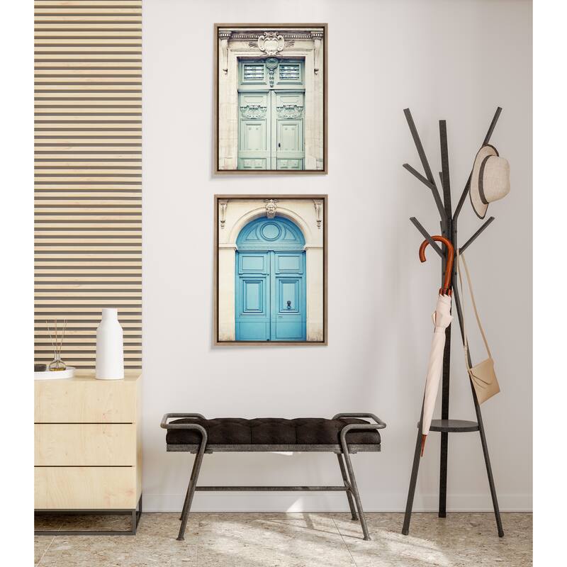 Kate and Laurel Sylvie Parisian Door Canvas Set by Caroline Mint