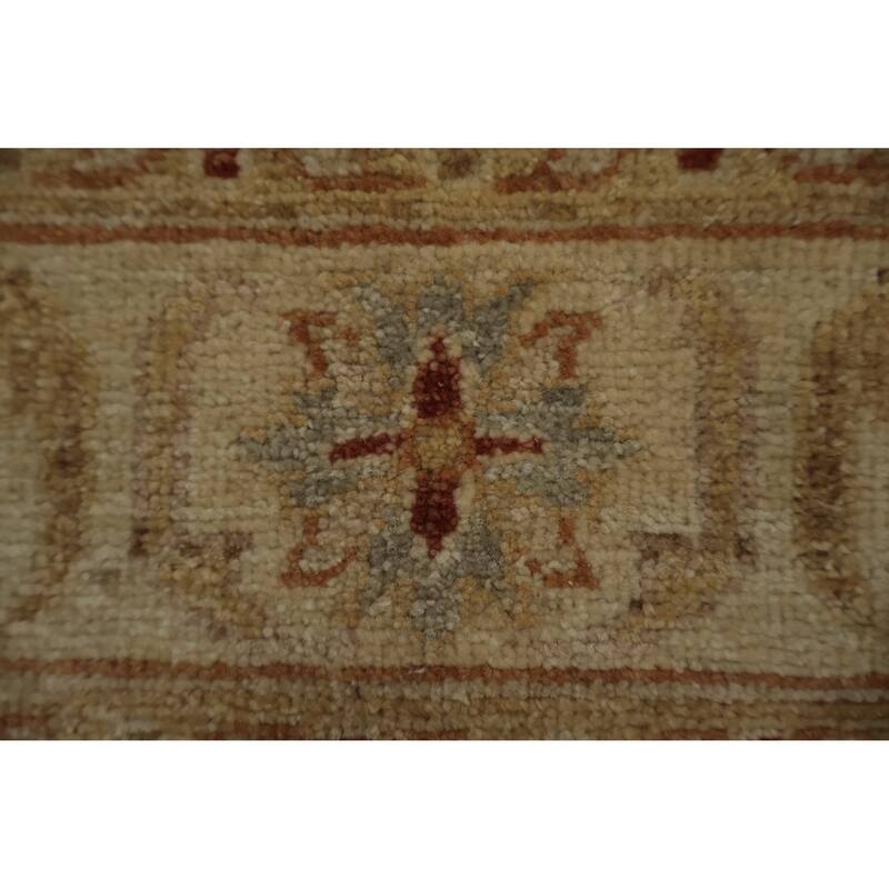 Hand Knotted Oriental 100% Wool Carpet Traditional Floral Greys & Charcoal Peshawar Runner Rug - 9' 8'' X 2' 9''