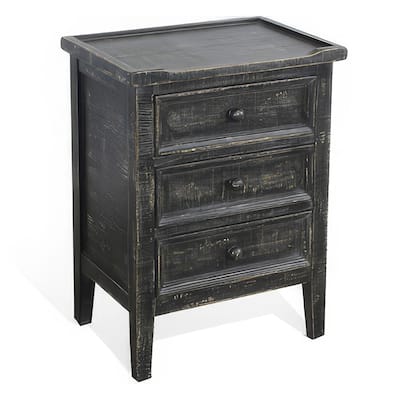 13 in. Black Rectangle Wood End Table with Storage Drawer for Convenience