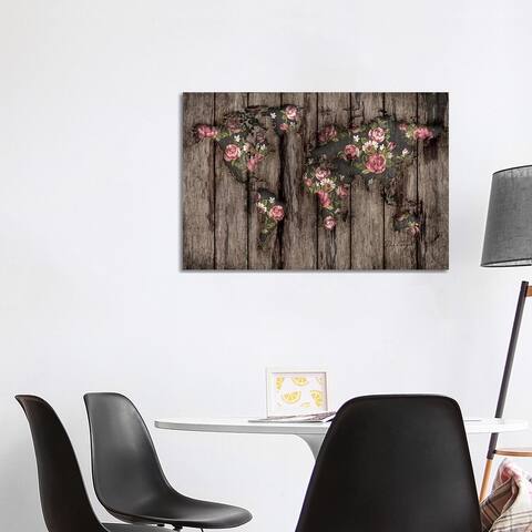 iCanvas "Wood Flowers Mapamundi" by Diego Tirigall Canvas Print