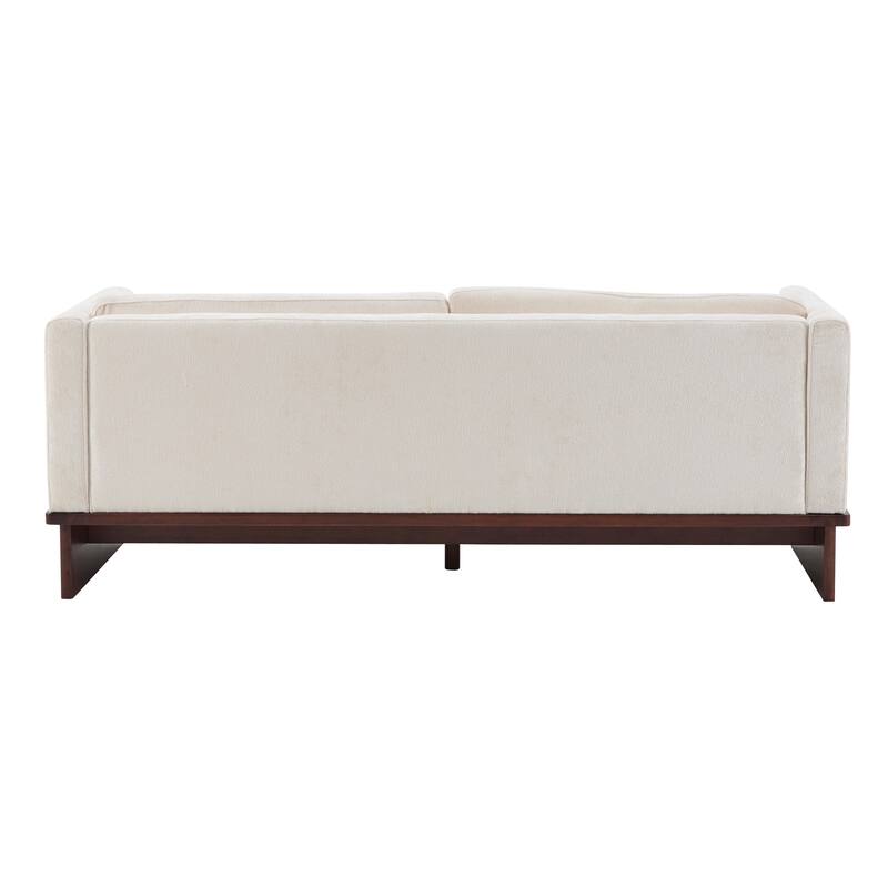77 inch Square Arm Modern 3 Seater Boucle Sofa Upholstered Couch with Solid Wood Base