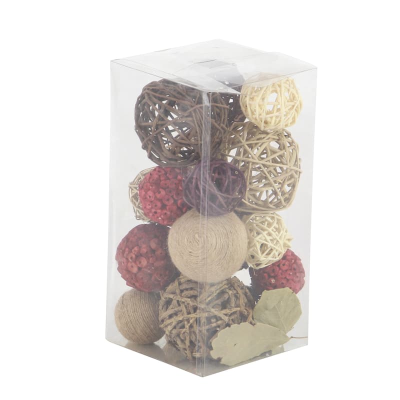 Dried Plant Handmade Orbs & Vase Filler with Varying Designs - Set of 2 Multi Colored - Roche River Decor - 6"W x 6"L x 12"H