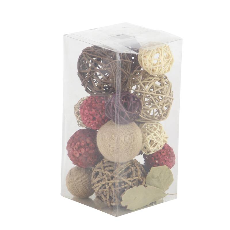 Multi Colored Dried Plant Handmade Orbs & Vase Filler with Varying Designs (Set of 2) - 6 x 6 x 12Round