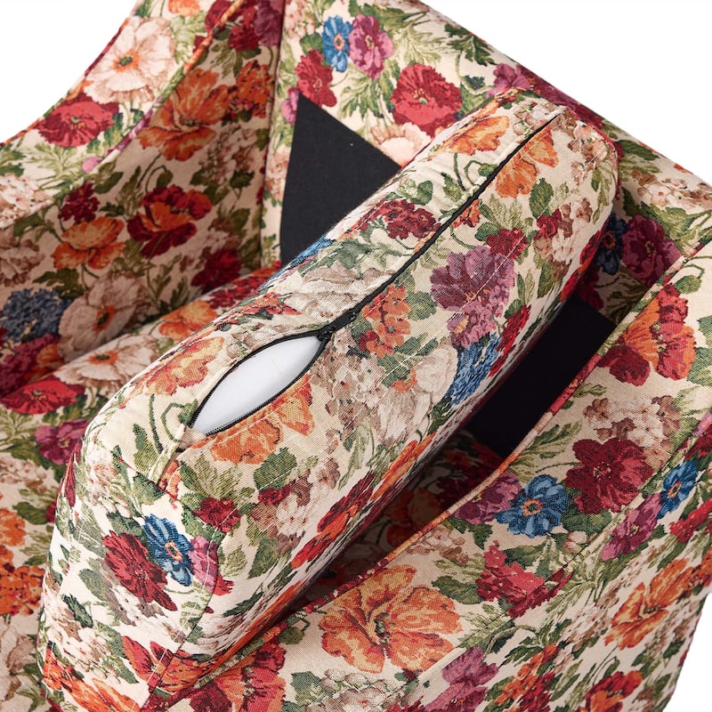 Patterned Linen Swivel Armchair Floral Accent Chair for Living Room