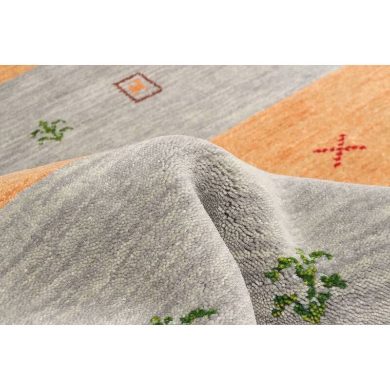 ECARPETGALLERY Hand Loomed Kashkuli Gabbeh Grey Wool Rug - 2'7 x 9'8