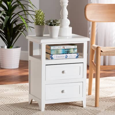 Baxton Studio Karsen Modern and Contemporary White Finished Wood 2-Drawer End Table