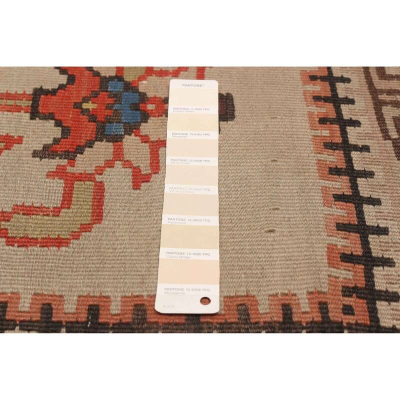 ECARPETGALLERY Flat-Weave Yoruk Beige Wool Kilim - 8'10 x 10'3