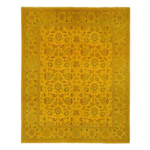 Shahbanu Rugs Golden Brown, Overdyed Persian Design, Pure Wool Hand Knotted Oriental Rug (8'2" x 10'1") - 8'2" x 10'1"