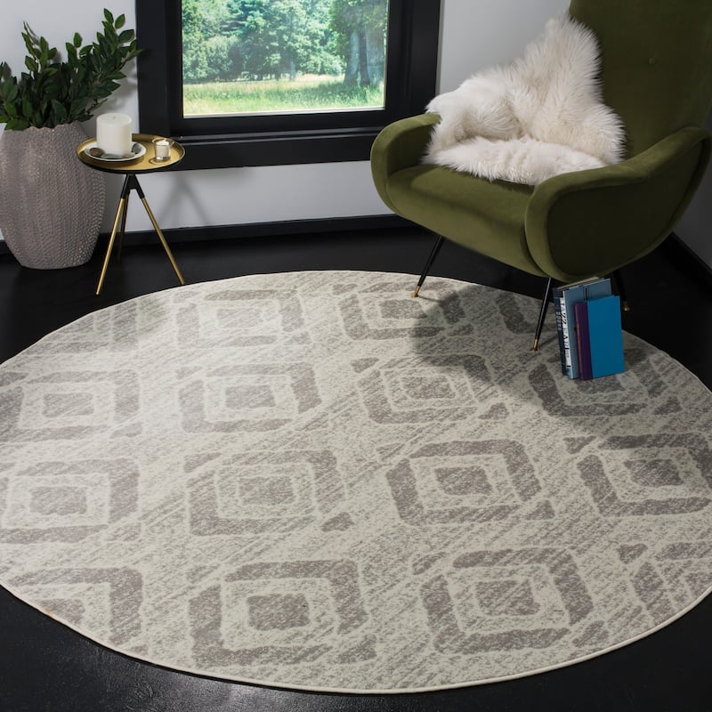 SAFAVIEH Skyler Katy Modern Rug - 6'7" Round - Ivory/Grey