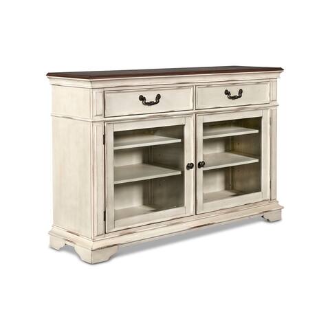 Anastasia Traditional Poplar & Oak Sideboard, Antique Bisque Finish, by New Classic Furniture