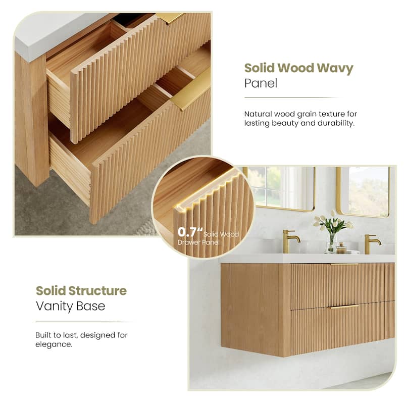 Barcelona Floating Bath Vanity with Quartz Stone Top without Mirror