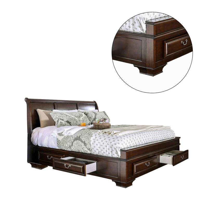 Storage Bed in Brown Cherry Finish